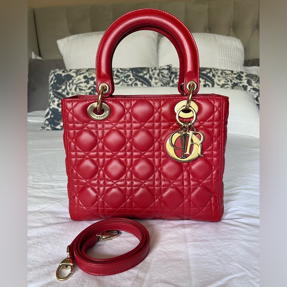 Dior Medium Lambskin Cannage Lady Dior